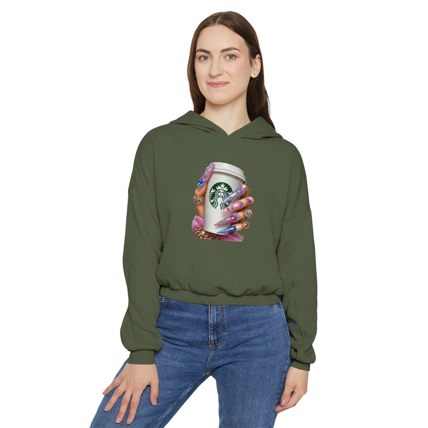 Stylish Women's Cinched Bottom Hoodie, Trendy Casual Wear, Perfect for Coffee Lovers, Unique Gift for Her, Fall Fashion Essential, [...]