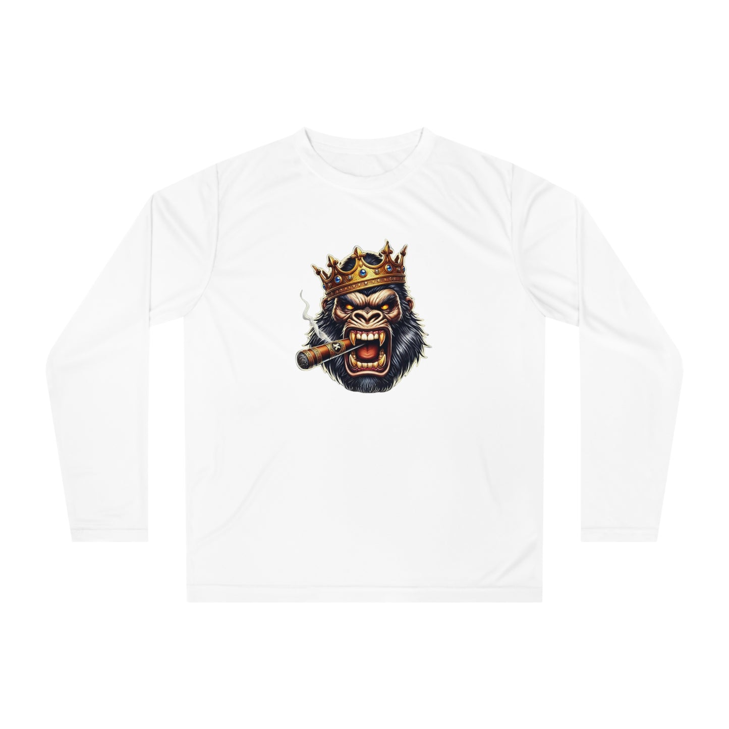 King Gorilla Performance Long Sleeve Shirt, Unisex Graphic Tee, Sporty Apparel, Gift for Him, Unique Workout Top