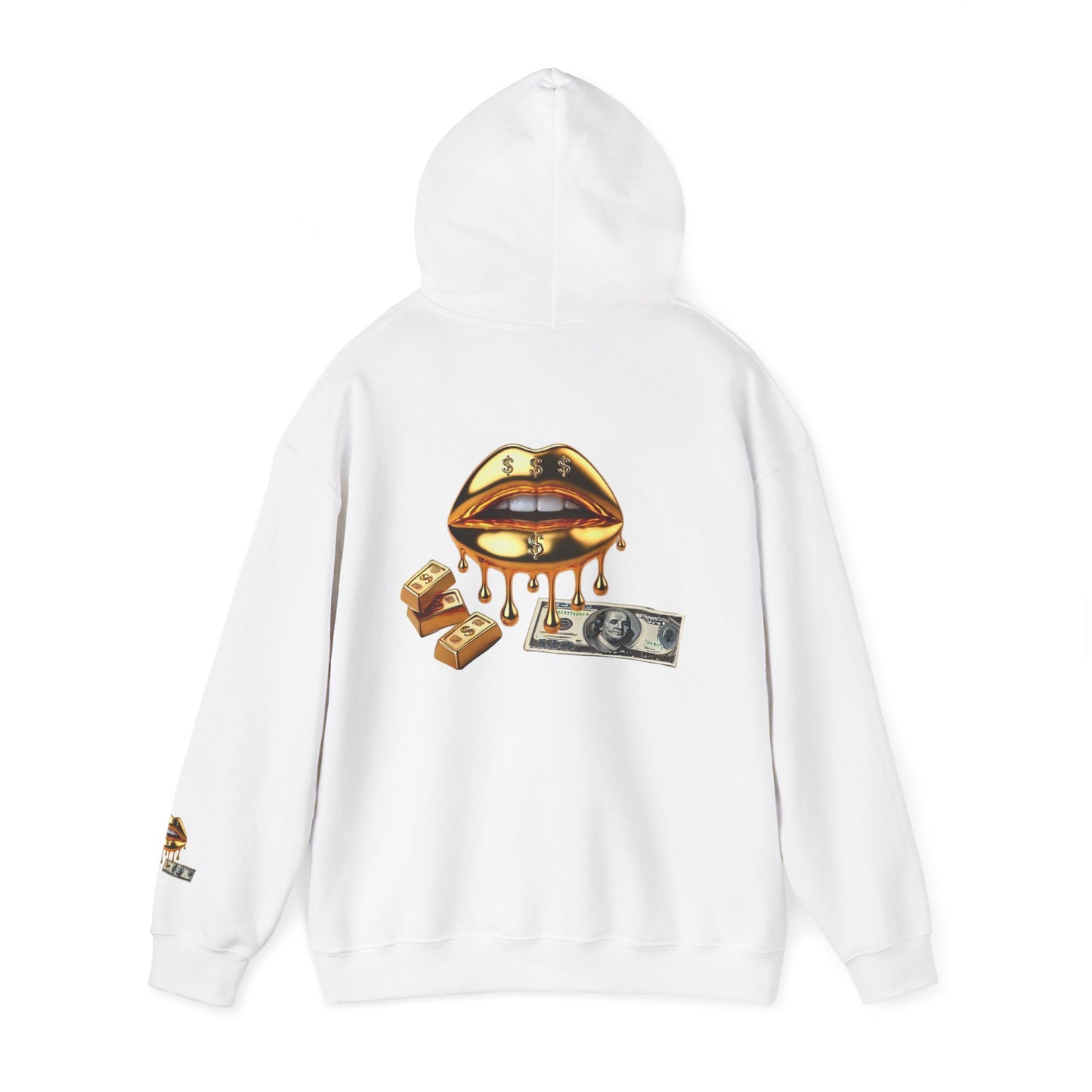 Hoodie — Golden Drip Lips & Money Graphic Pullover