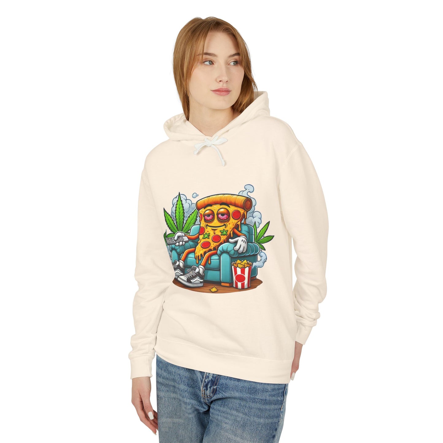 Chill Pizza Vibes Hoodie, Unisex Hooded Sweatshirt, Relaxed Pizza Lover Gift, Stoner Apparel, Weekend Comfort Wear