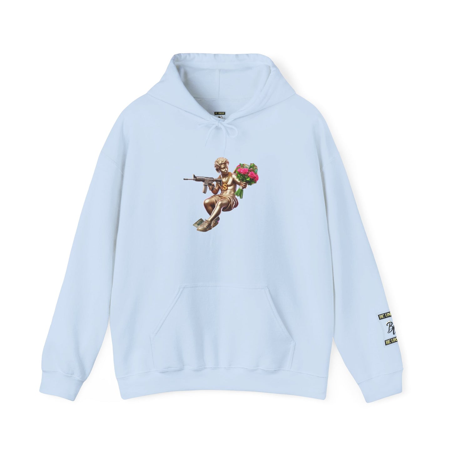 Hoodie — Cherub with Roses Design, 'Be True, Be Yourself' Inspirational Streetwear