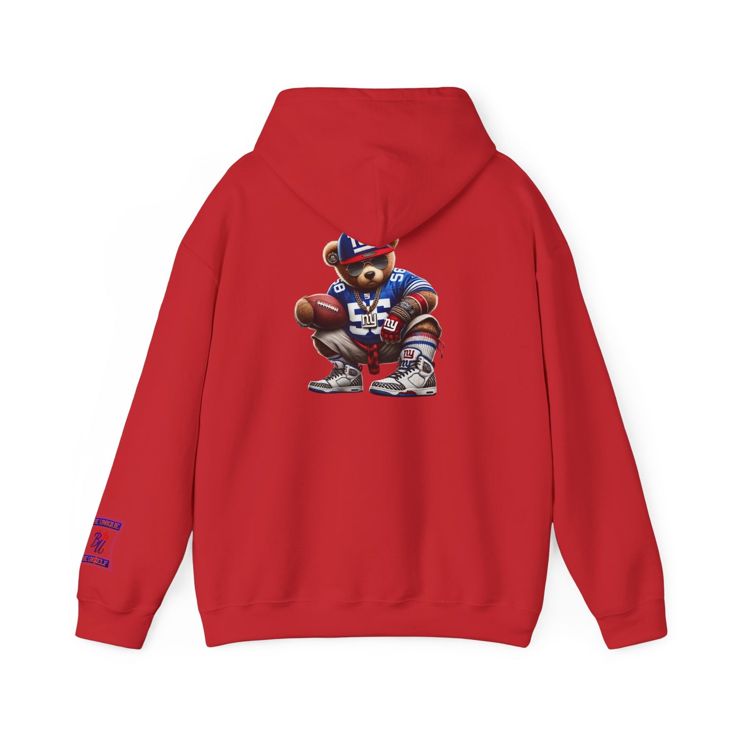 Football Bear Hoodie — Retro NYG Football Player Graphic Sweatshirt
