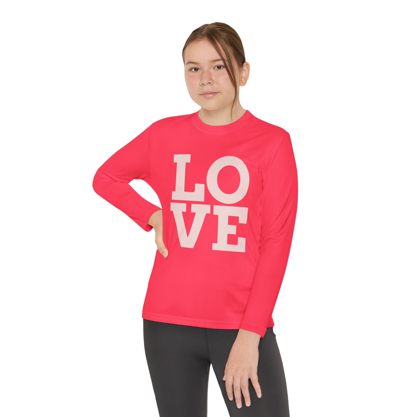 Youth Long Sleeve Love Competitor Tee | Cute Kids Shirt, Gift for Teens, Unique Style Tee, Birthday Present, Be Yourself Wear