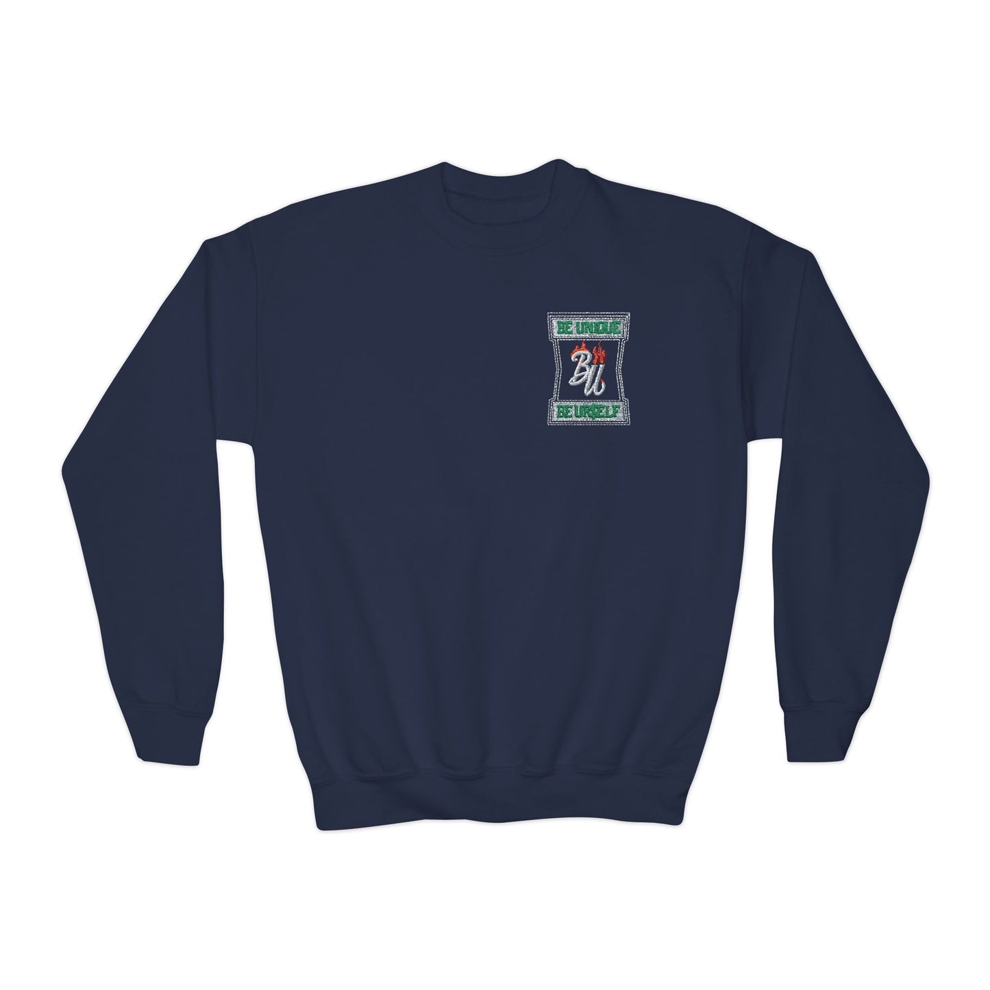 Youth Crewneck Sweatshirt — Holiday Floral Pocket Print