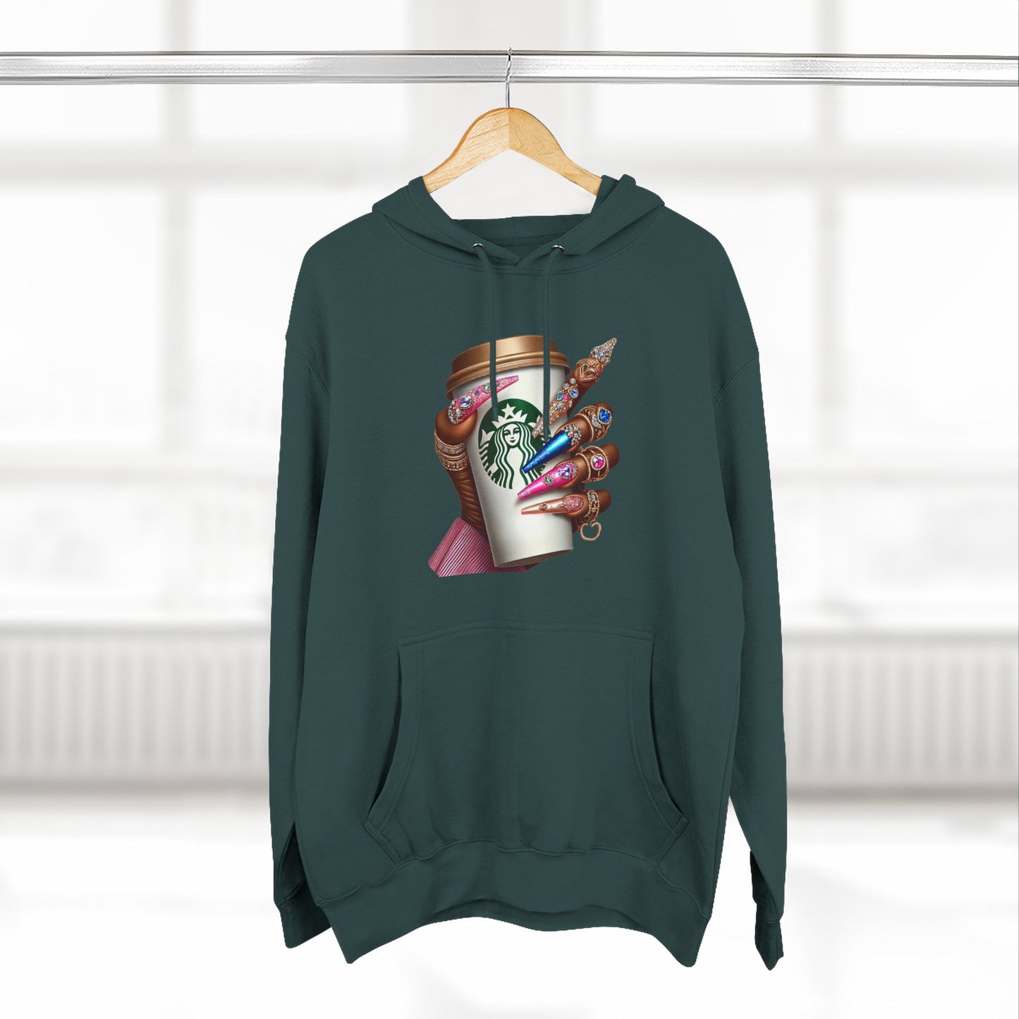 Artistic Coffee Lover's Fleece Hoodie