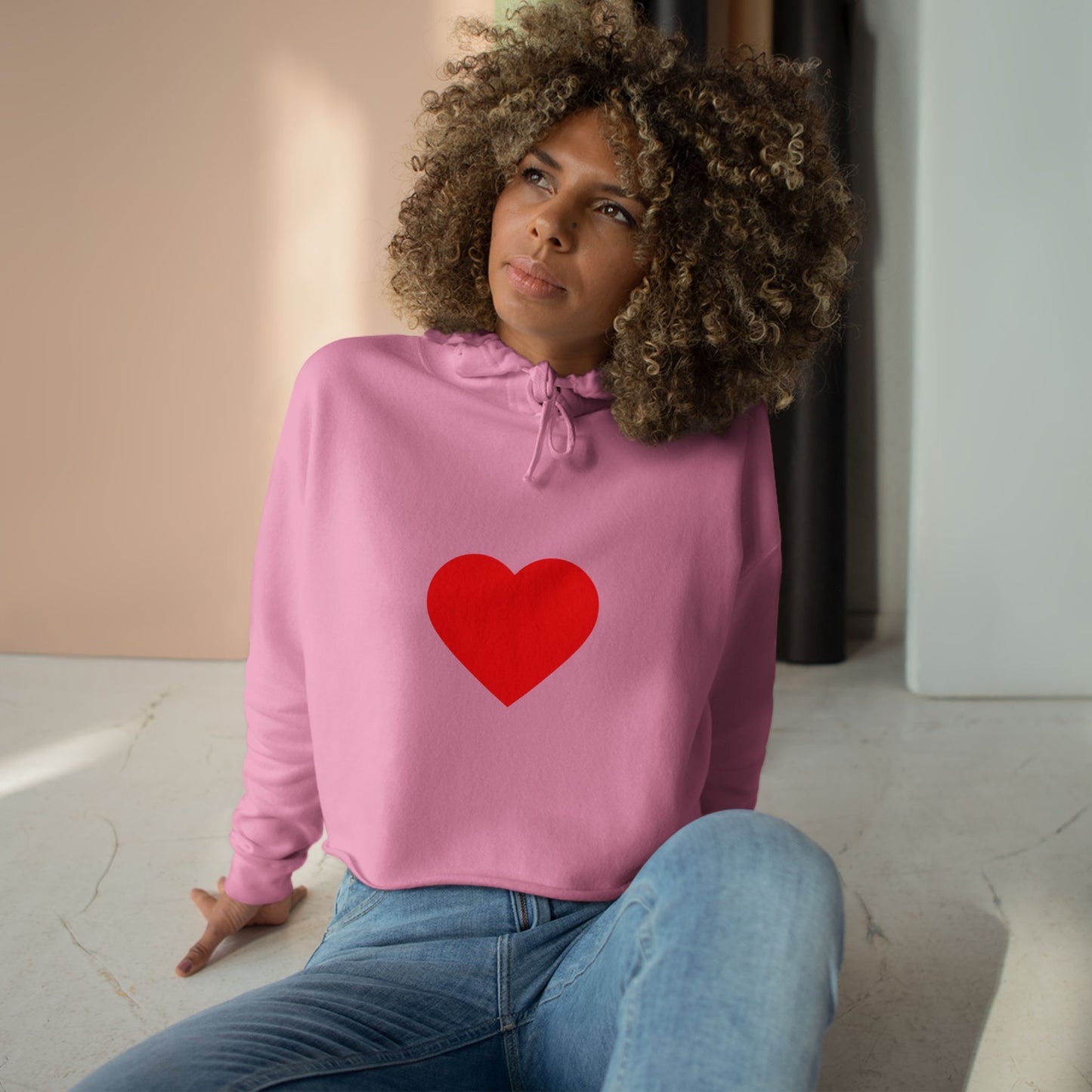 Trendy Crop Hoodie with Heart and Unique Message, Casual Hoodie, Gift for Her, Summer Fashion, Streetwear