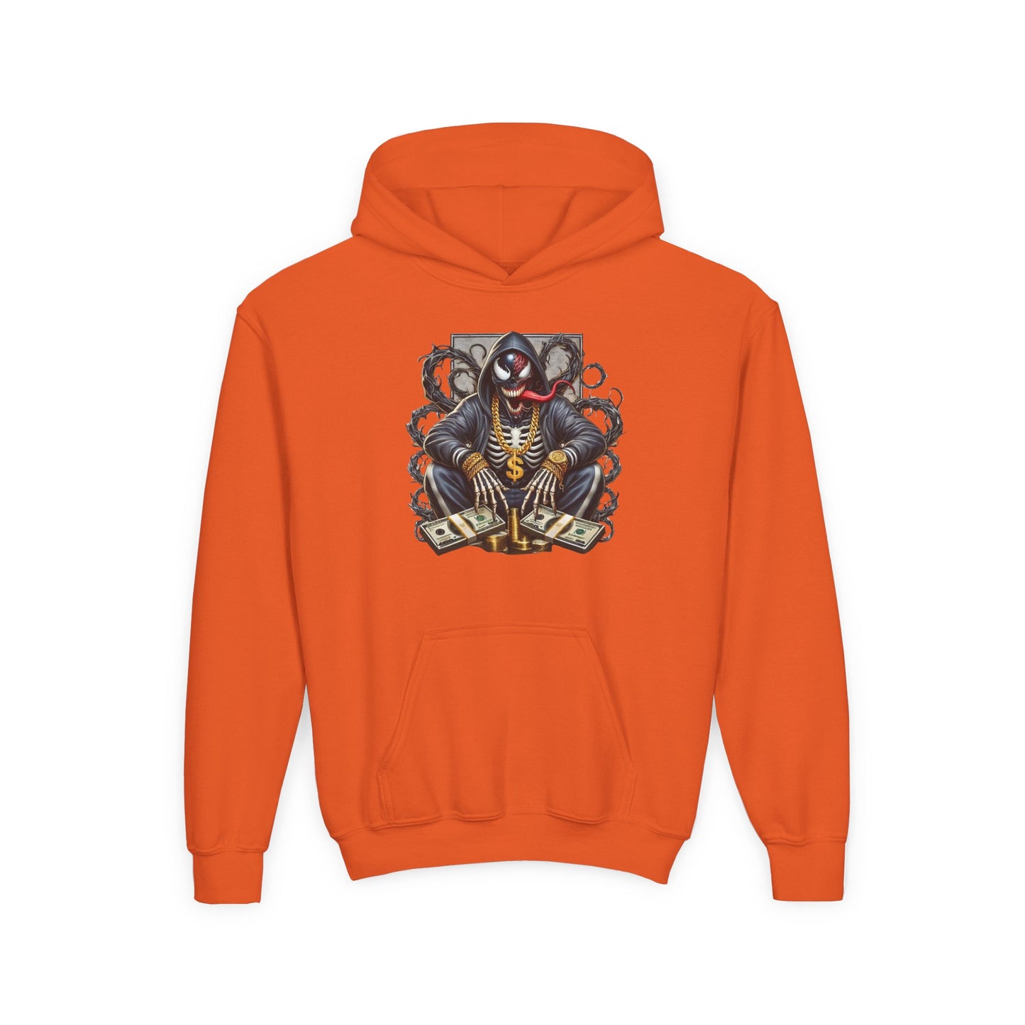 Youth Hoodie — Be Unique Be Urself Graphic Hoodie with Octopus Skull Design