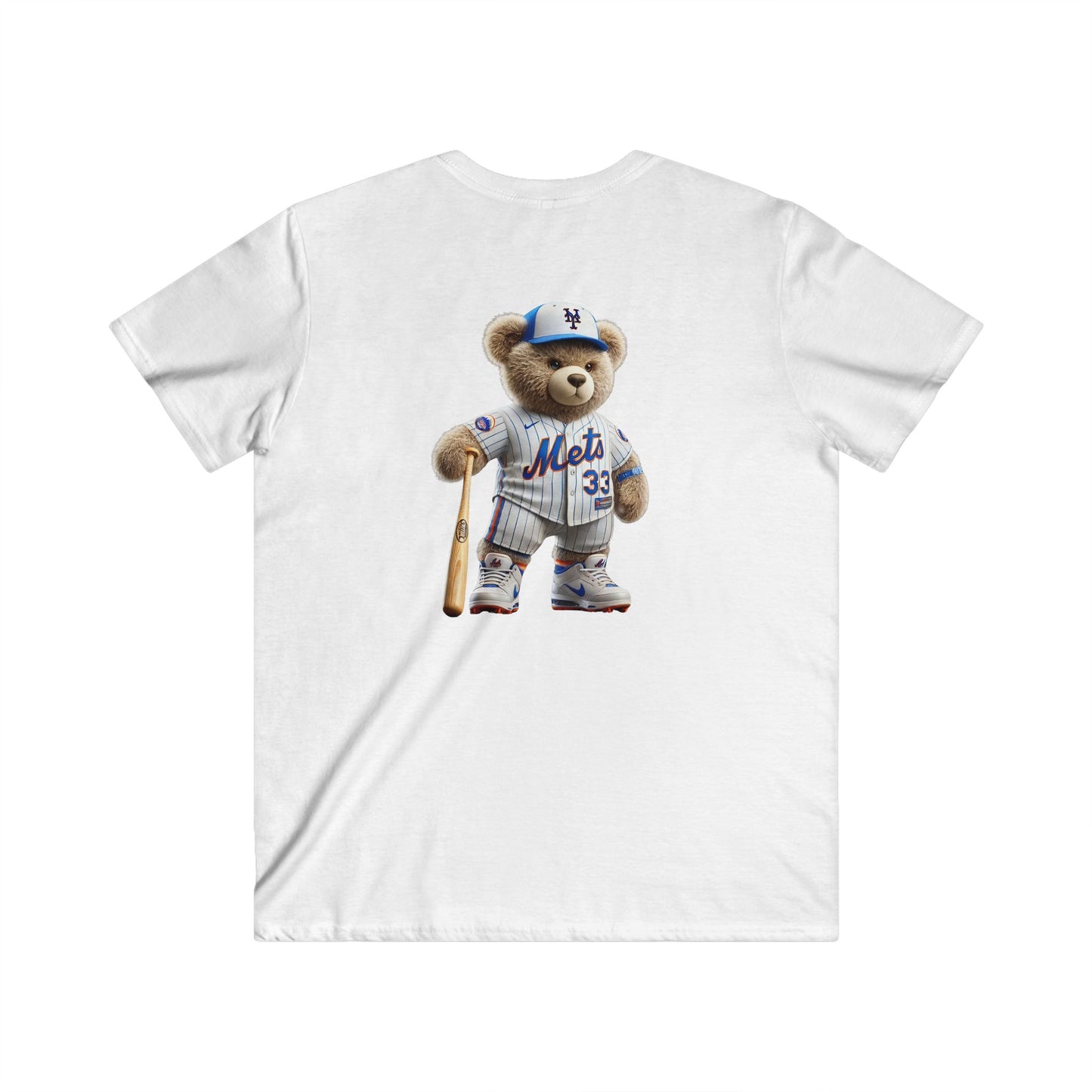Men's V-Neck Short Sleeve Tee with Sports Bear Design, Casual Wear, Gift for Sports Fans, Summer Fashion, Birthday Gift, Sports Apparel