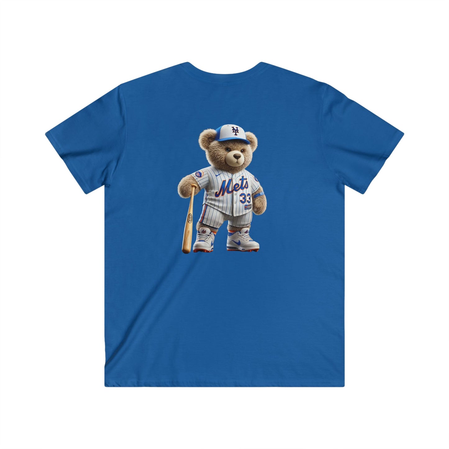Men's V-Neck Short Sleeve Tee with Sports Bear Design, Casual Wear, Gift for Sports Fans, Summer Fashion, Birthday Gift, Sports Apparel