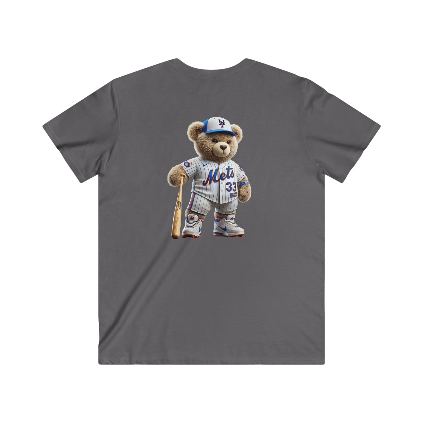 Men's V-Neck Short Sleeve Tee with Sports Bear Design, Casual Wear, Gift for Sports Fans, Summer Fashion, Birthday Gift, Sports Apparel