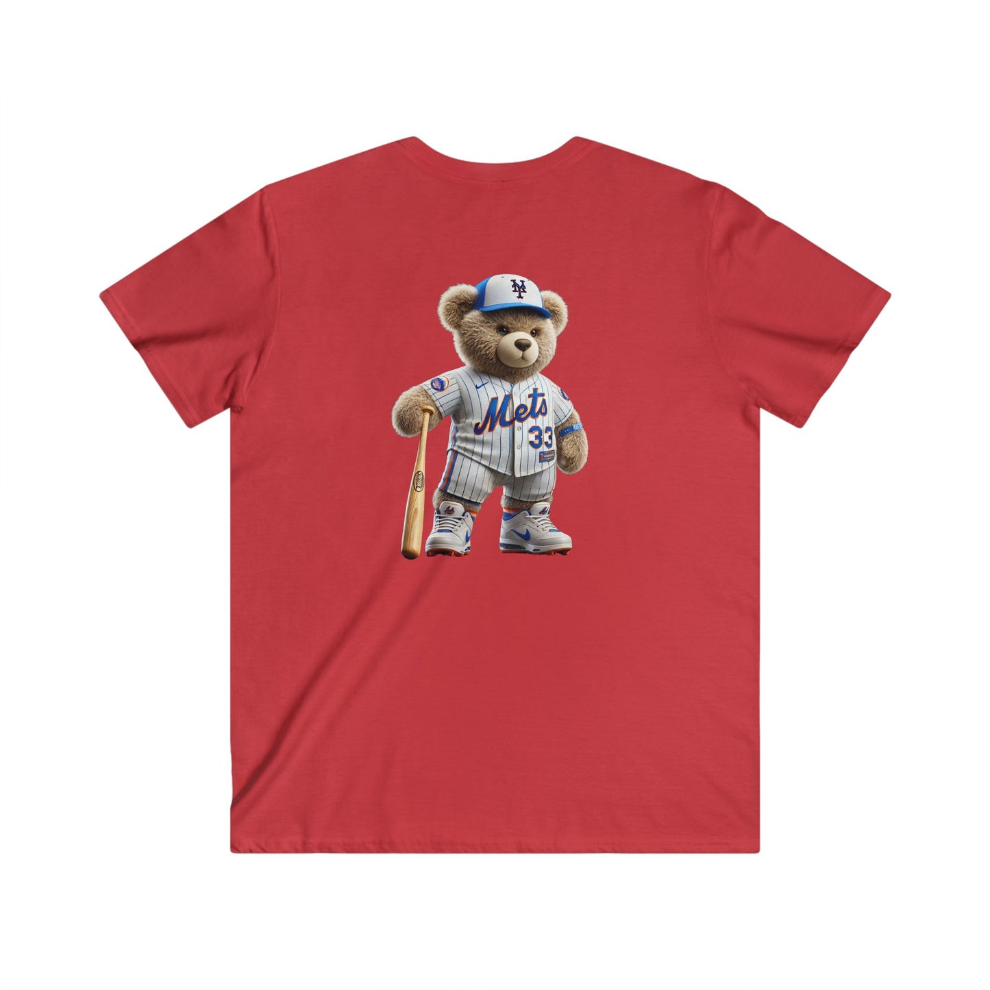 Men's V-Neck Short Sleeve Tee with Sports Bear Design, Casual Wear, Gift for Sports Fans, Summer Fashion, Birthday Gift, Sports Apparel