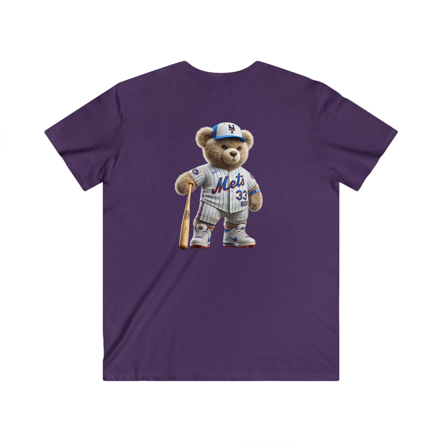Men's V-Neck Short Sleeve Tee with Sports Bear Design, Casual Wear, Gift for Sports Fans, Summer Fashion, Birthday Gift, Sports Apparel