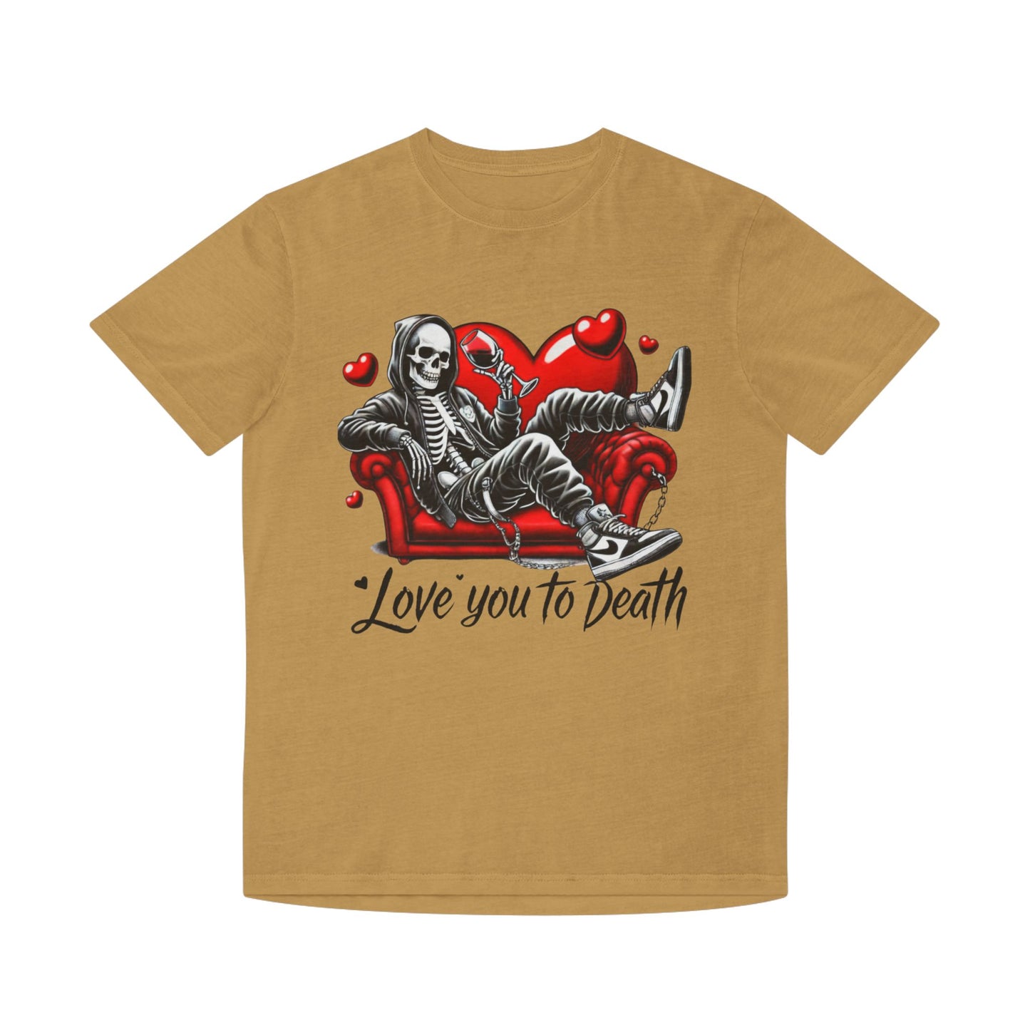 Unisex Faded Graphic Tee for Unique Souls - Love You to Death Design, Casual Wear, Gift for Halloween, Celebrations, Everyday Style
