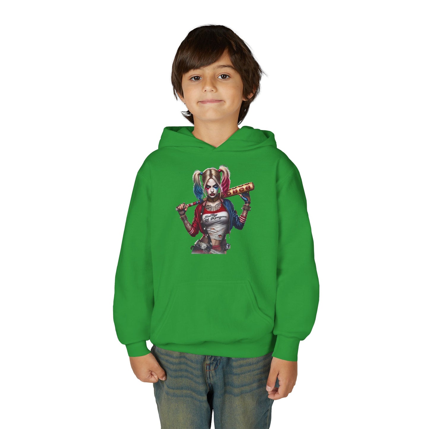 Harley Quinn Inspired Youth Hoodie, Be Unique Be Yourself Sweatshirt, Comic-Con Apparel, Kids Gift, Movie Fan Hoodie