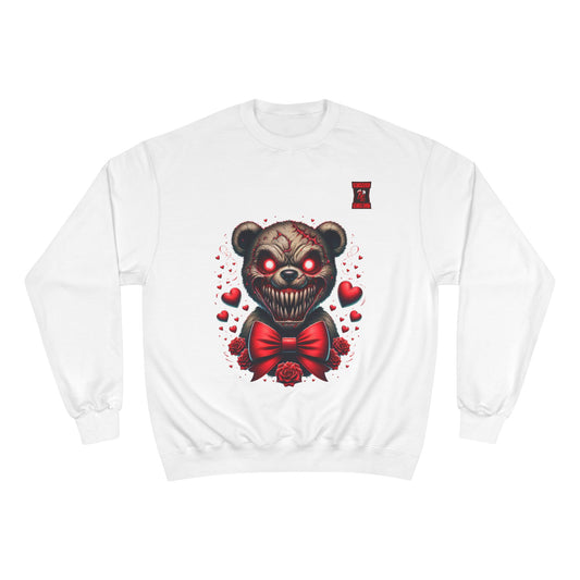 Creepy Teddy Bear Sweatshirt — 'Be Unique Be Urself' Graphic Champion Crewneck