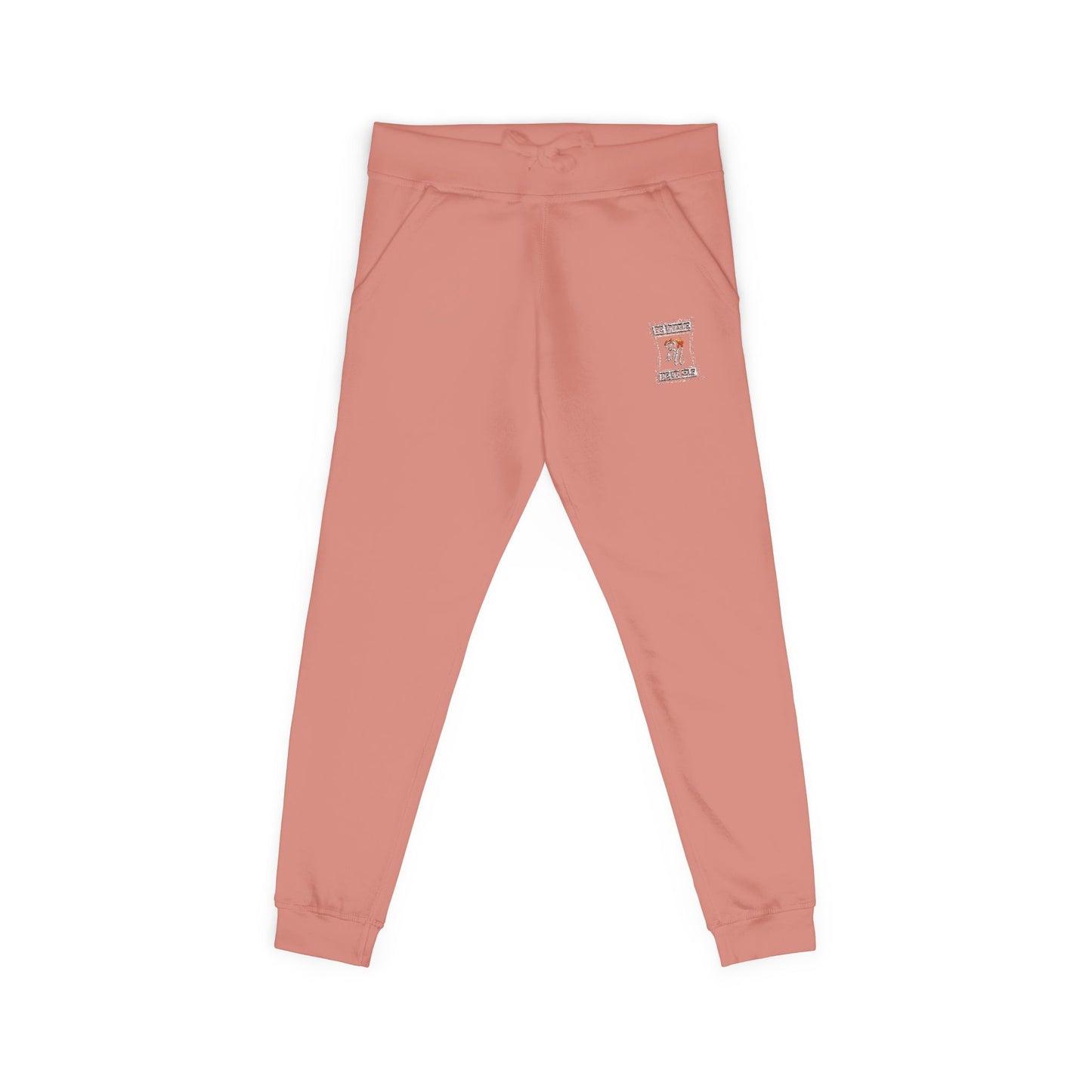 Embroidered Coral Sweatpants – Cozy Fleece Joggers with Script Accent
