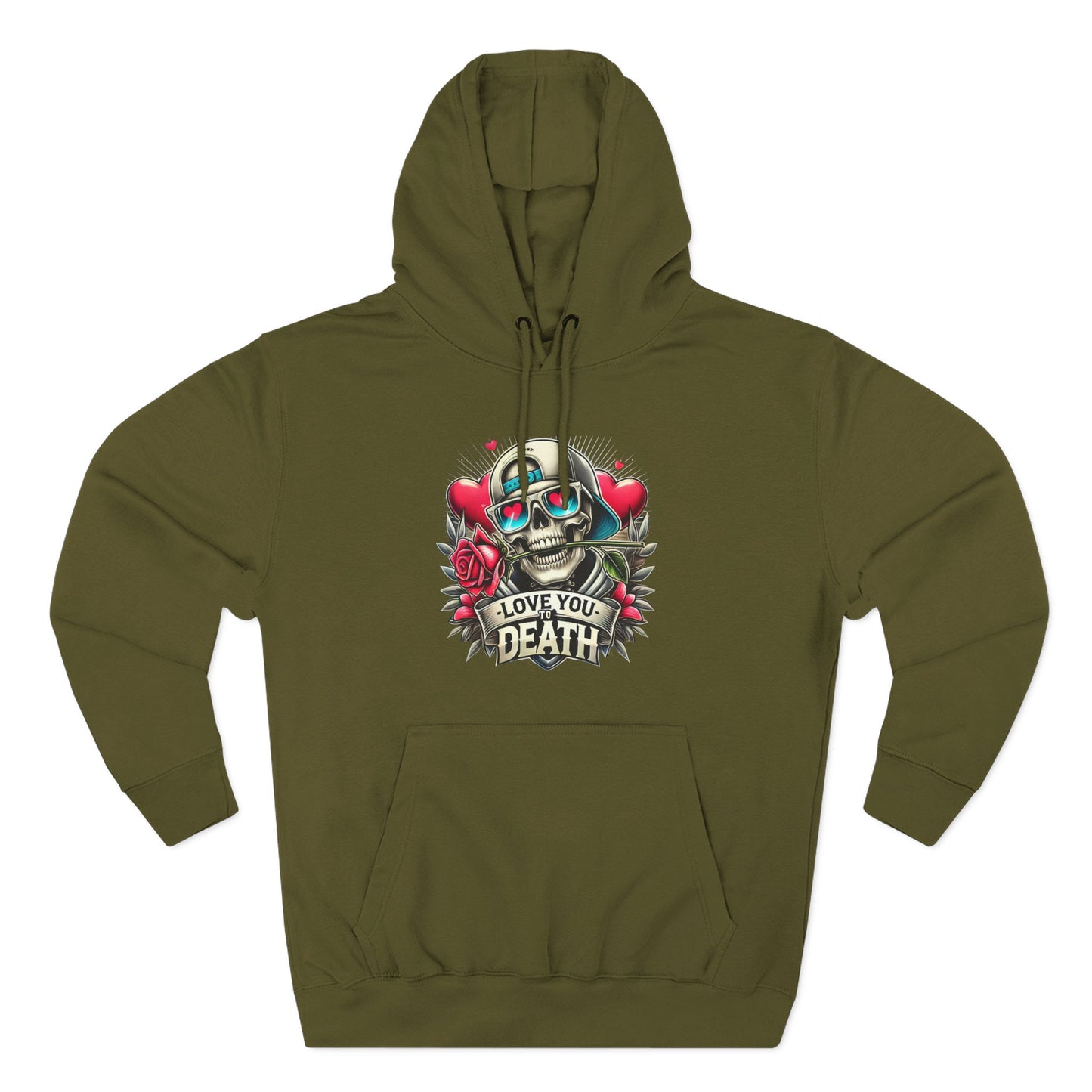 Gothic Love Death Hoodie - Three-Panel Fleece Sweatshirt