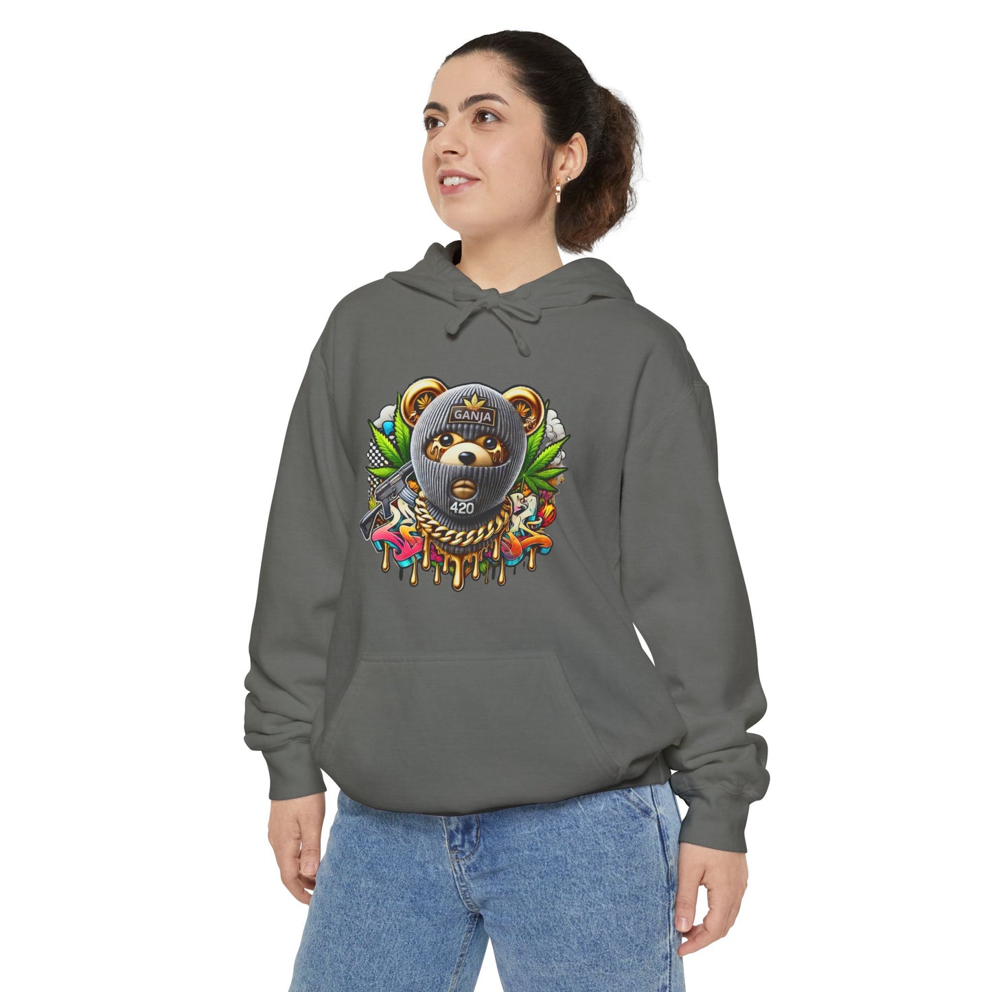 Artistic Bear Hoodie, Unisex Pullover, Unique Graphic Sweatshirt, Cozy Gift for Nature Lovers, Trendy Streetwear
