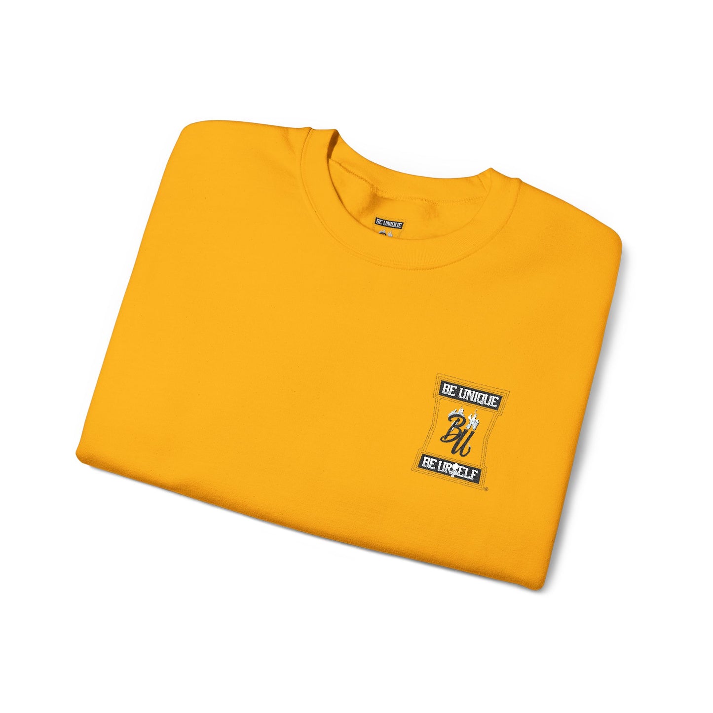 Minimalist White Crewneck Sweatshirt with Small Chest & Sleeve Graphic