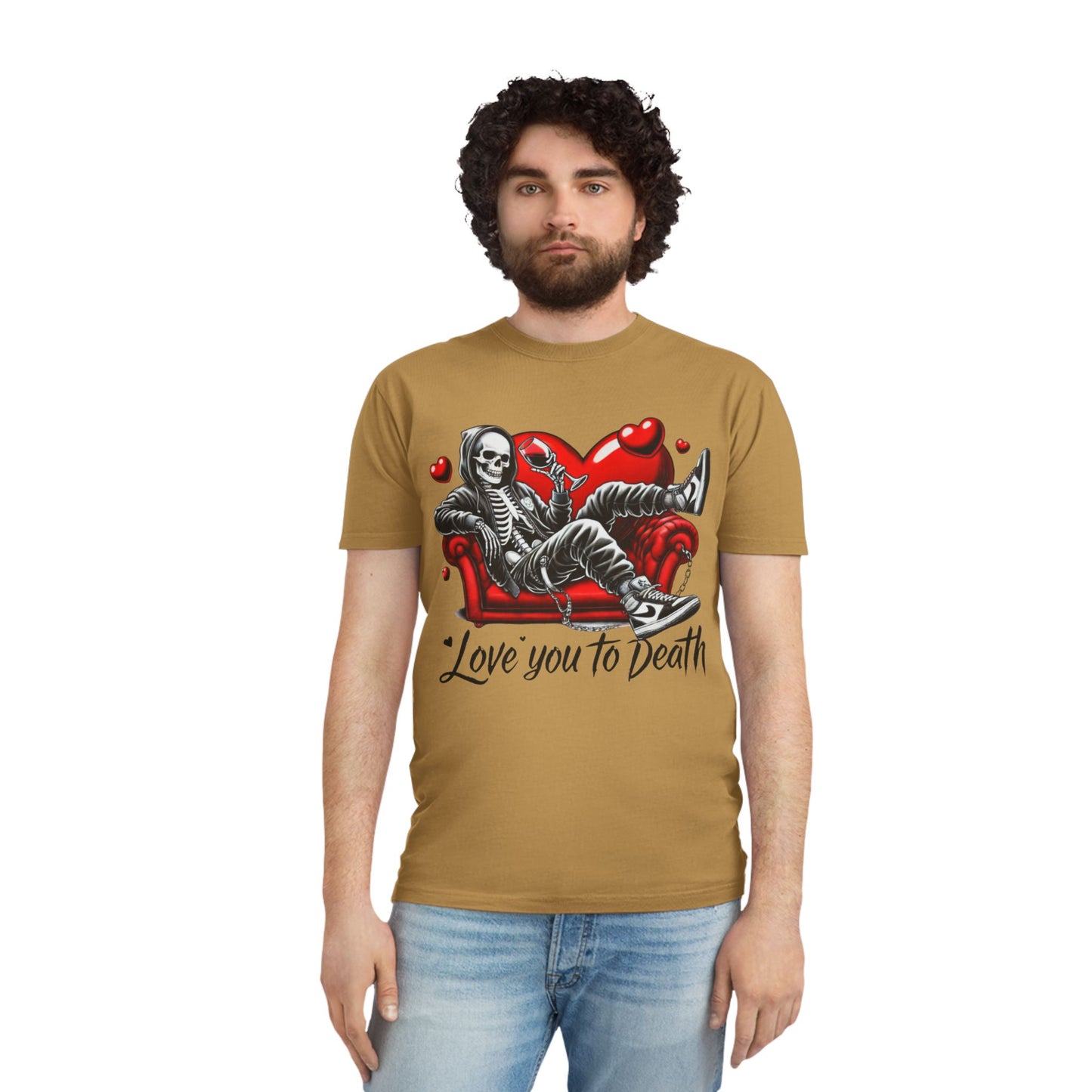 Unisex Faded Graphic Tee for Unique Souls - Love You to Death Design, Casual Wear, Gift for Halloween, Celebrations, Everyday Style