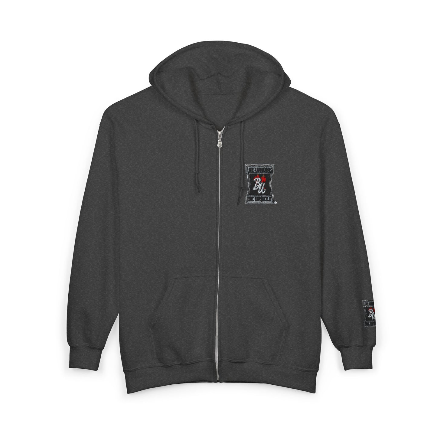 Full-Zip Hoodie — 'Be Kind' Retro Patch Design