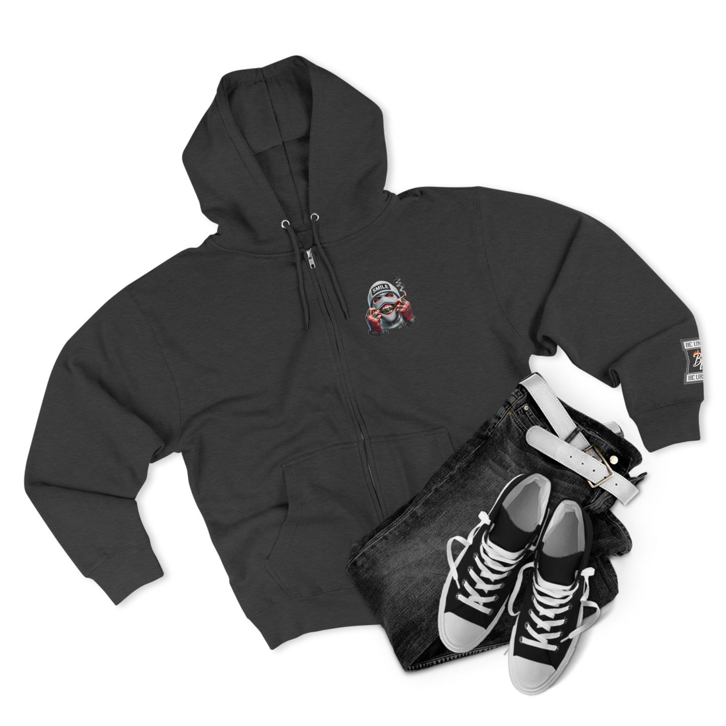 Urban Art Zip Hoodie - Smile Design for Trendsetters