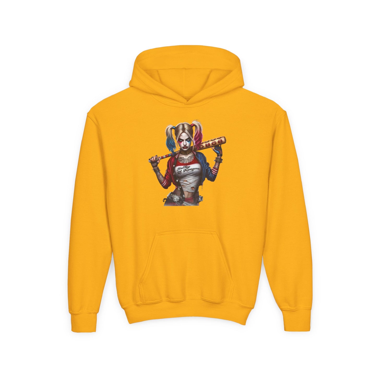 Harley Quinn Inspired Youth Hoodie, Be Unique Be Yourself Sweatshirt, Comic-Con Apparel, Kids Gift, Movie Fan Hoodie
