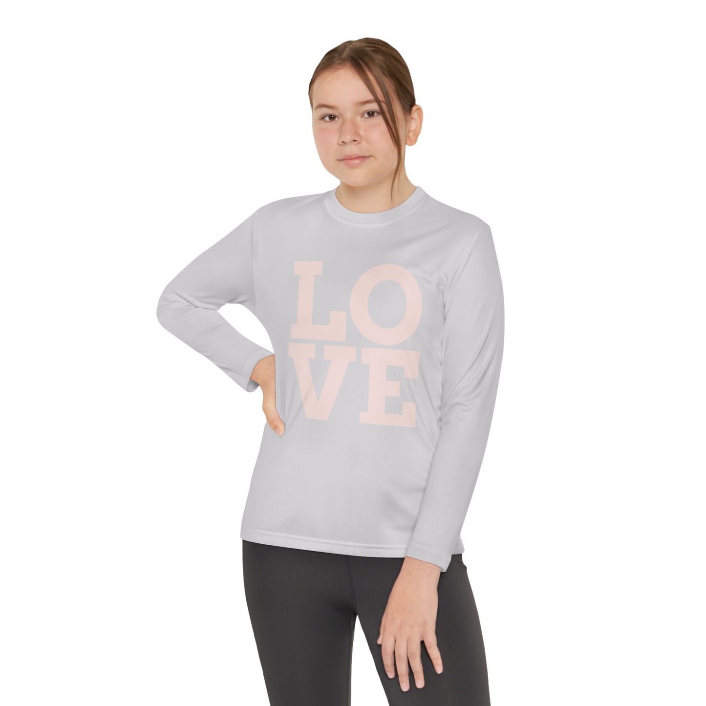 Youth Long Sleeve Love Competitor Tee | Cute Kids Shirt, Gift for Teens, Unique Style Tee, Birthday Present, Be Yourself Wear