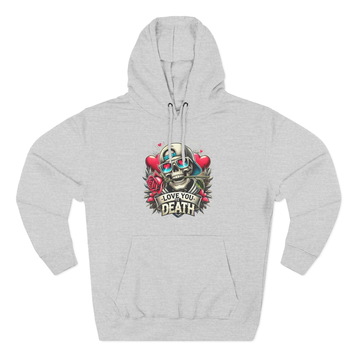 Gothic Love Death Hoodie - Three-Panel Fleece Sweatshirt