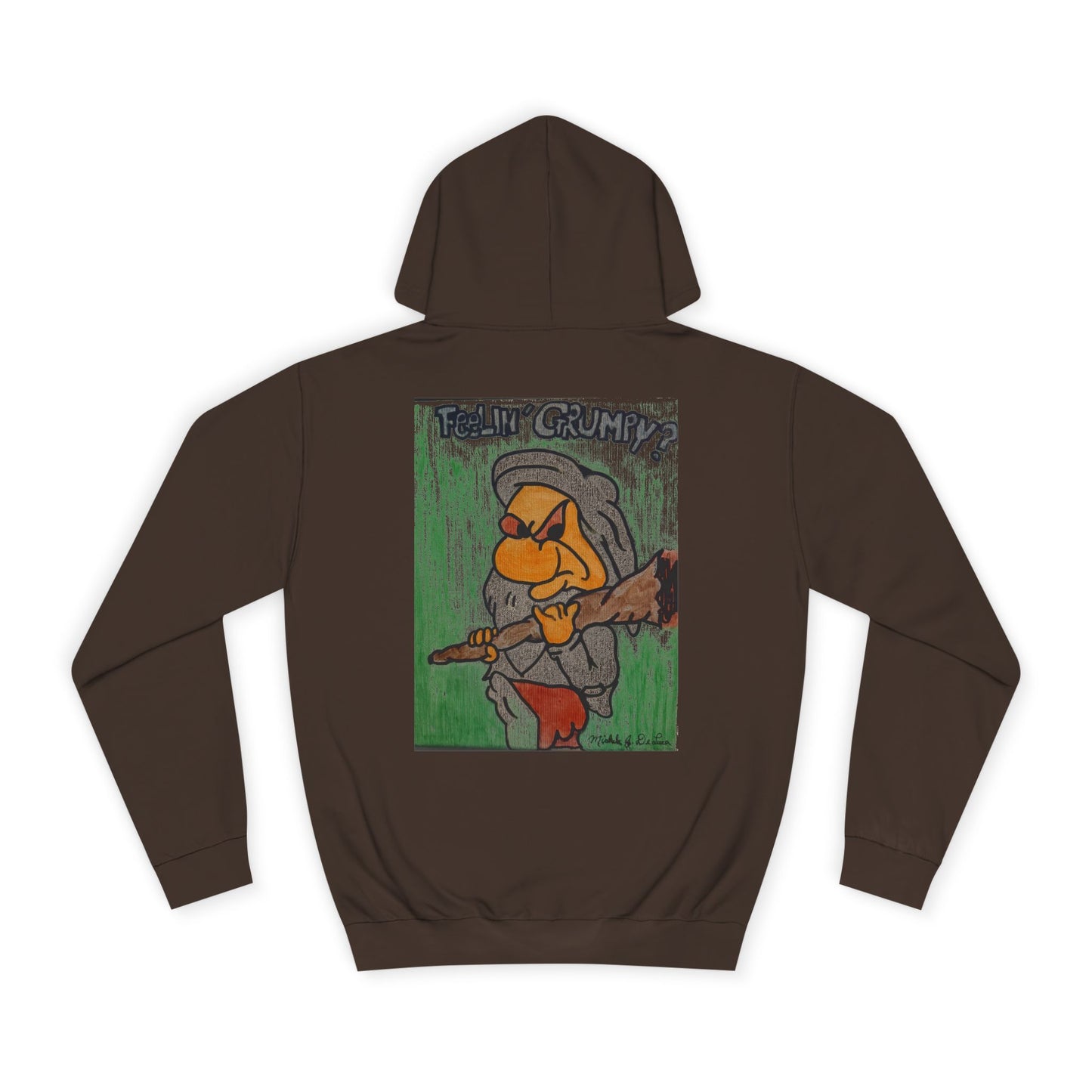 Grumpy Cartoon College Hoodie, Unisex Apparel for Students, Cozy Gift for School, Funny Pullover Sweatshirt, Hooded Sweatshirt