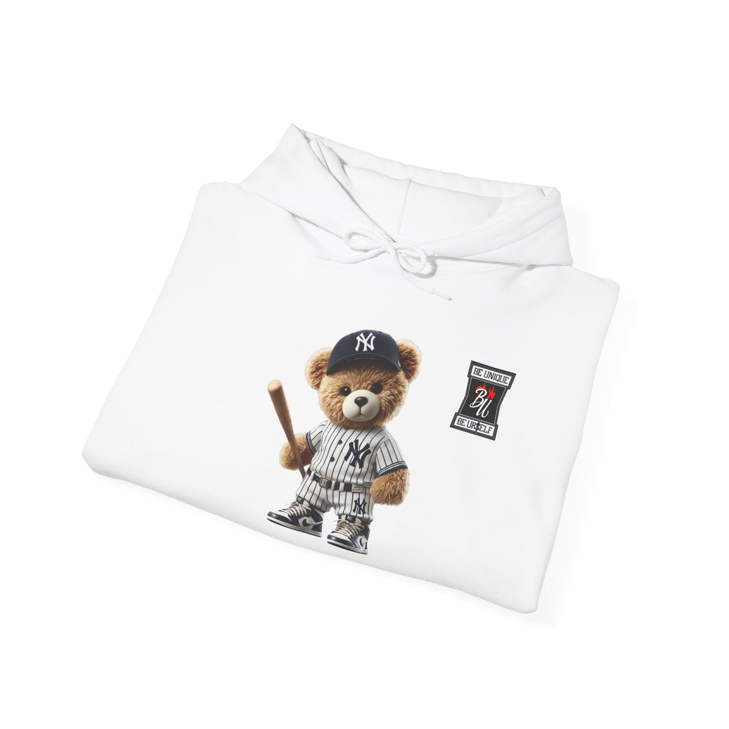 Baseball Teddy Hoodie — Cute Batting Bear Pullover for Fans