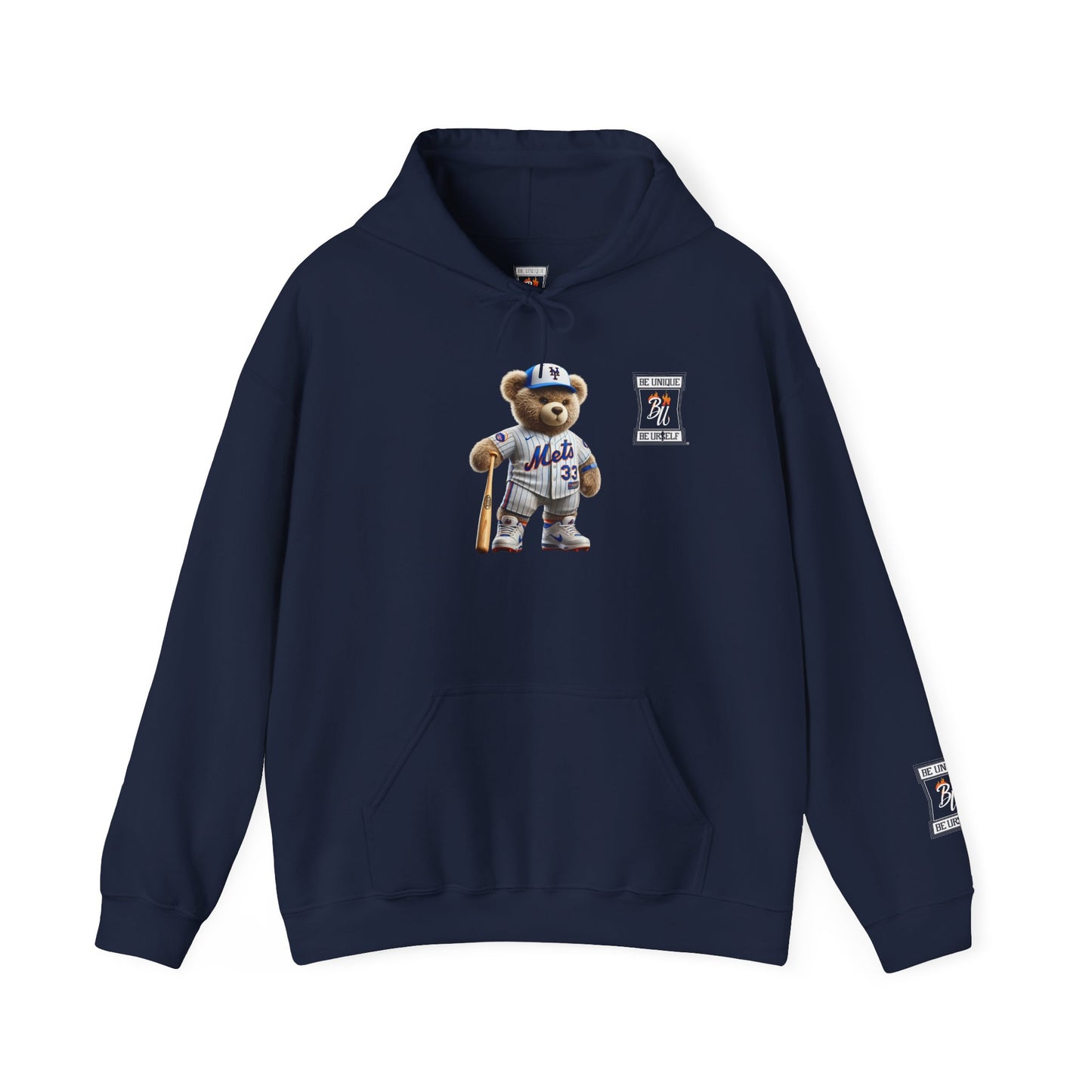 Baseball Teddy Hoodie — Cute Mets Bear Sweatshirt, Fan Gift