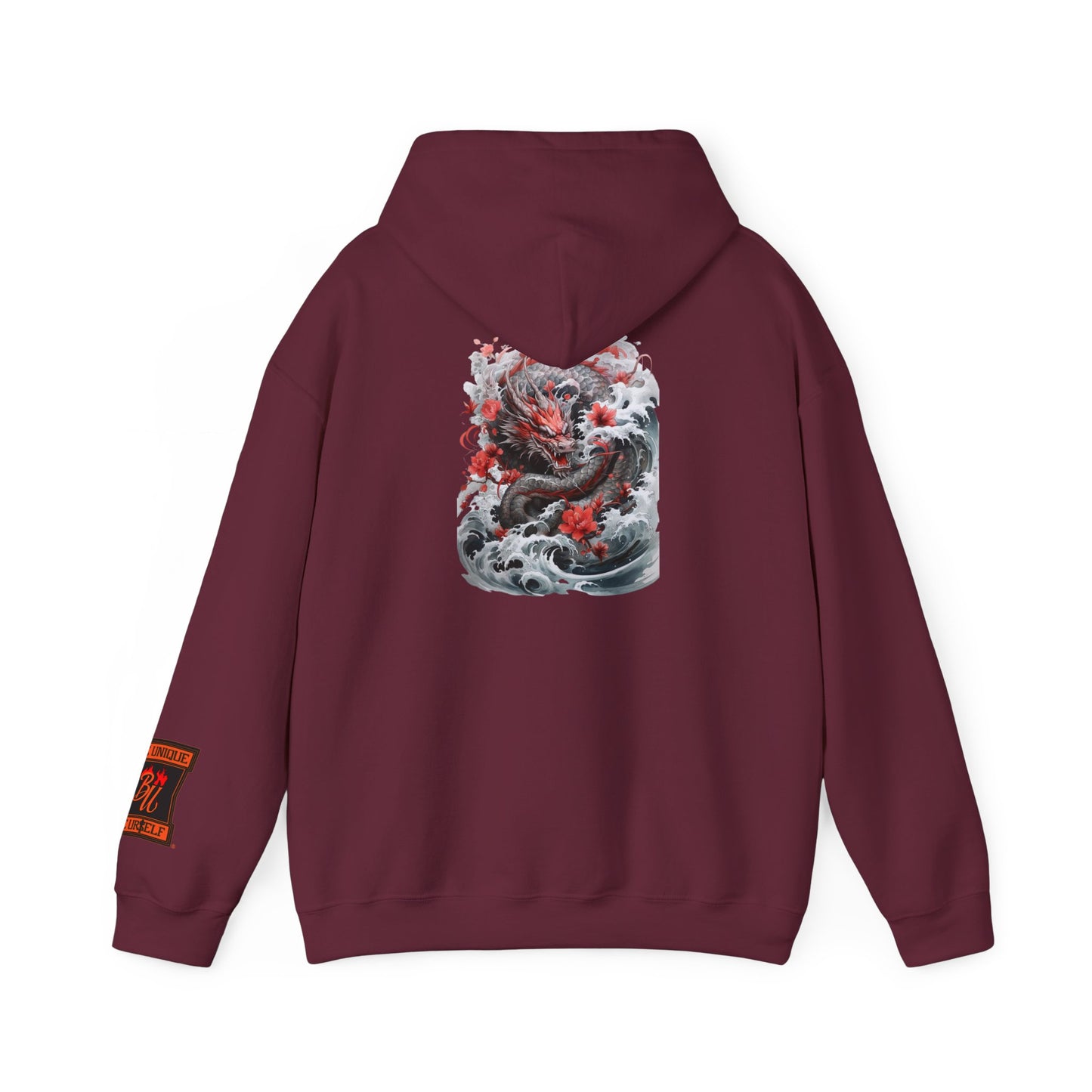 Dragon Wave Hoodie — Japanese Ink Koi Dragon Graphic Hooded Sweatshirt