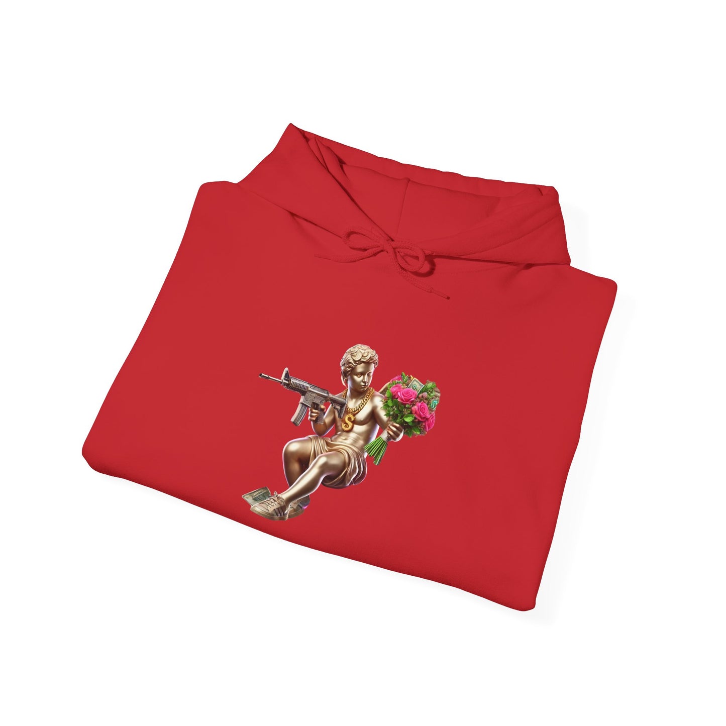 Hoodie — Cherub with Roses Design, 'Be True, Be Yourself' Inspirational Streetwear