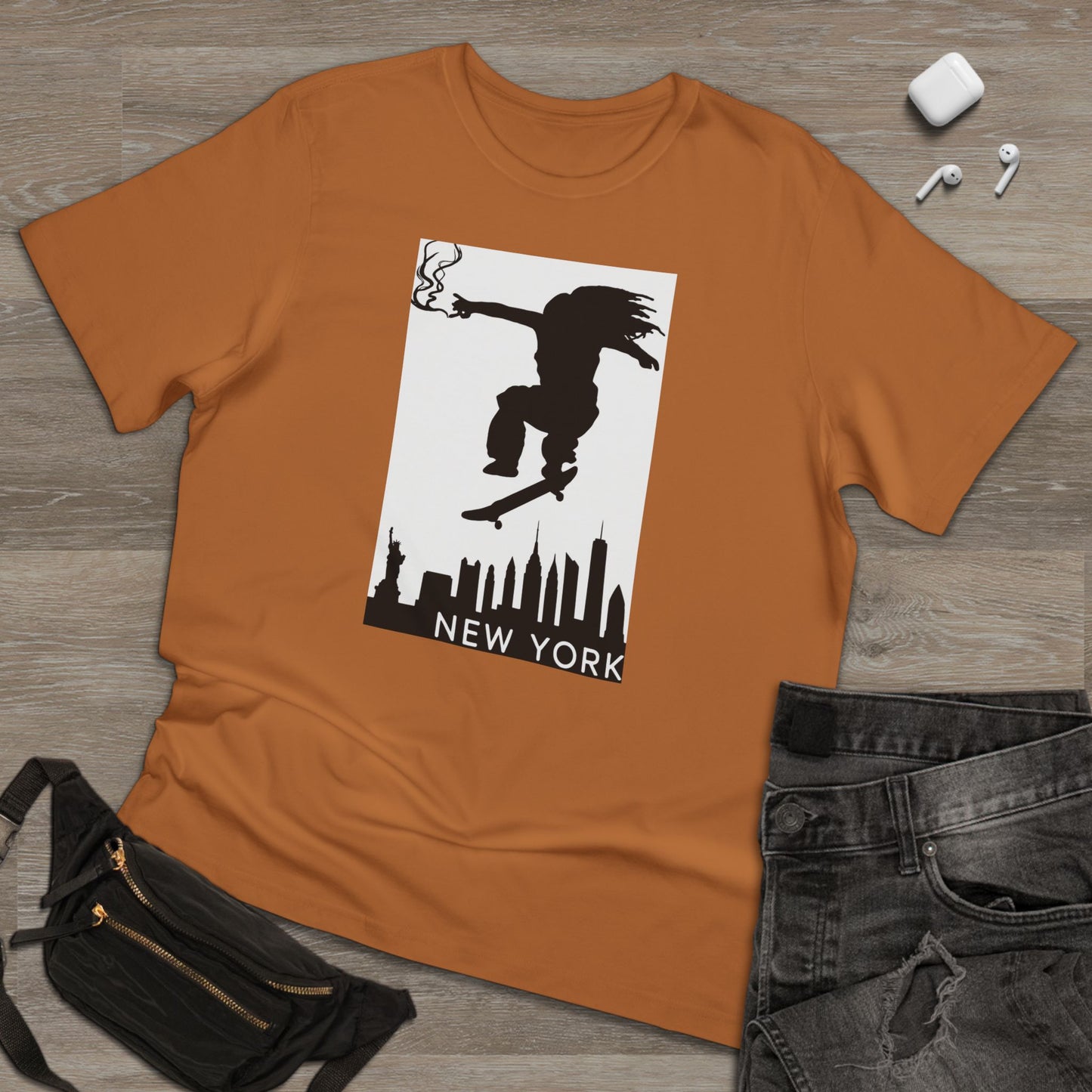 New York City Skater T-shirt, Urban Style Tee, Streetwear Shirt, Skateboarder Apparel, NYC Vibes Fashion
