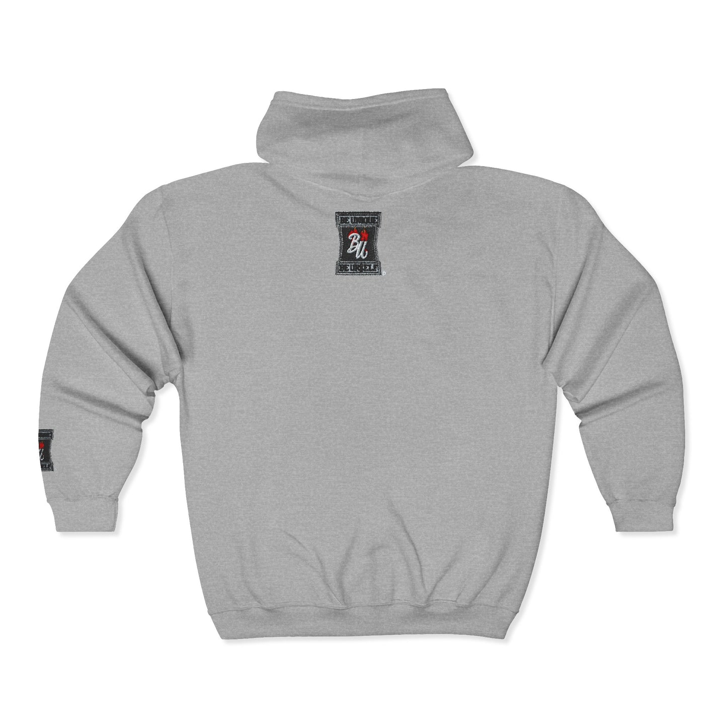 Full-Zip Hoodie — 'Be Kind' Retro Patch Design