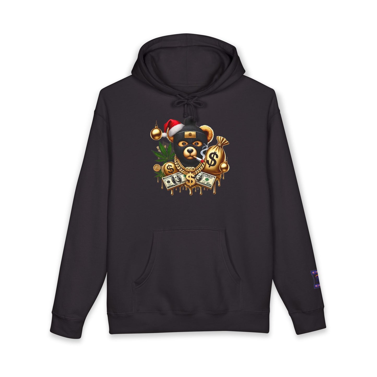 Festive Bear Hoodie: Unisex Heavyweight Sweatshirt with Holiday Vibe, Bear Design, Christmas Gift, Cozy Attire, Streetwear Style