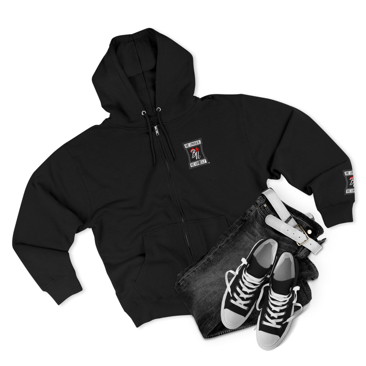 Retro Soda Logo Zip Hoodie — 'Hi' Patch Streetwear Zip-Up