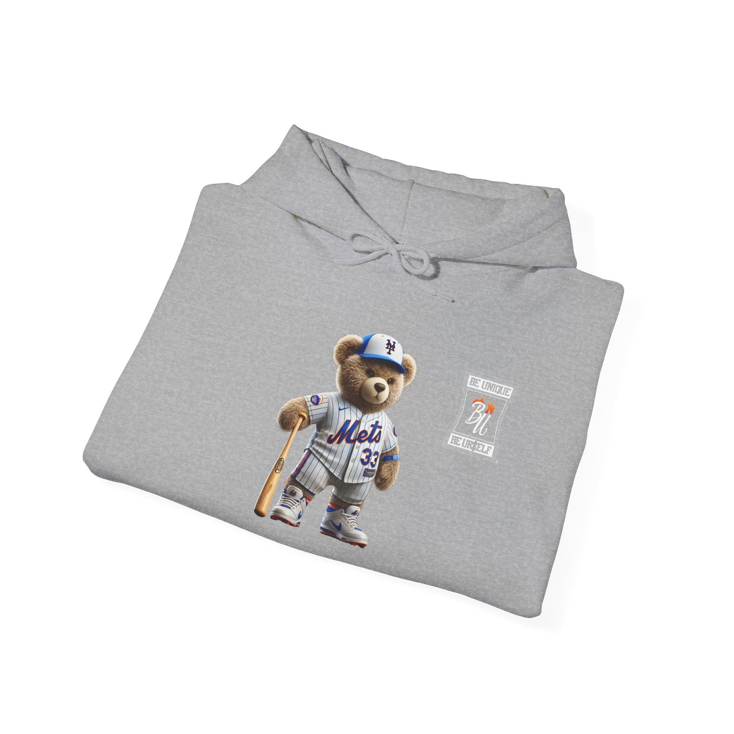 Baseball Teddy Hoodie — Cute Mets Bear Sweatshirt, Fan Gift