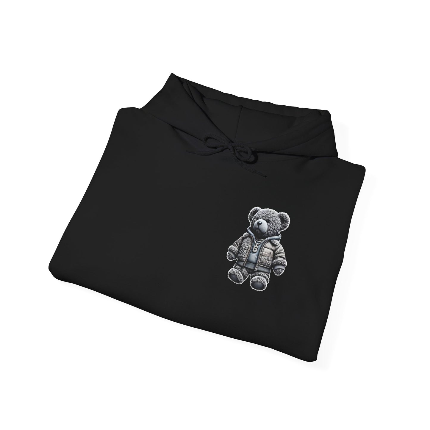 Teddy Bear Graphic Hoodie — Cozy Streetwear Pullover with Patch Detail