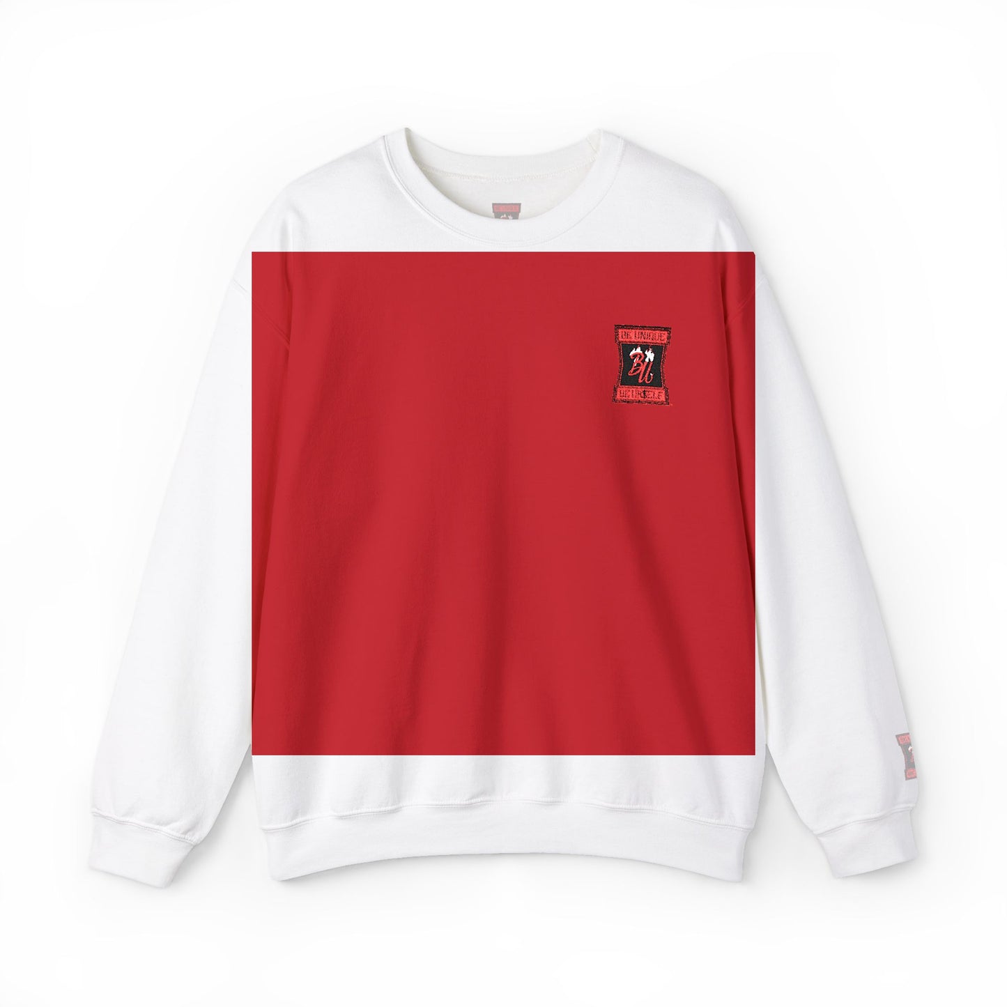 Black Crewneck Sweatshirt with Red Floral Skull Patch – Gothic Streetwear