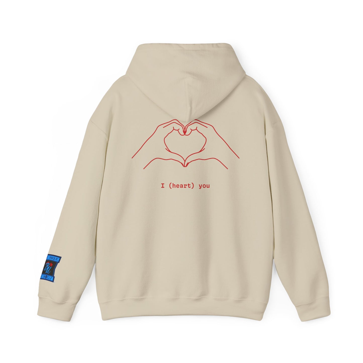 Heart Hands Hoodie — "I (heart) you" Minimal Valentine Sweatshirt