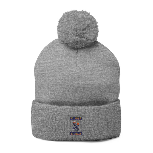 Cozy Pom-Pom Knit Cap with Unique Embroidery, Winter Hat, Beanie for Men & Women, Gift for Him/Her, Perfect for Outdoor Activities
