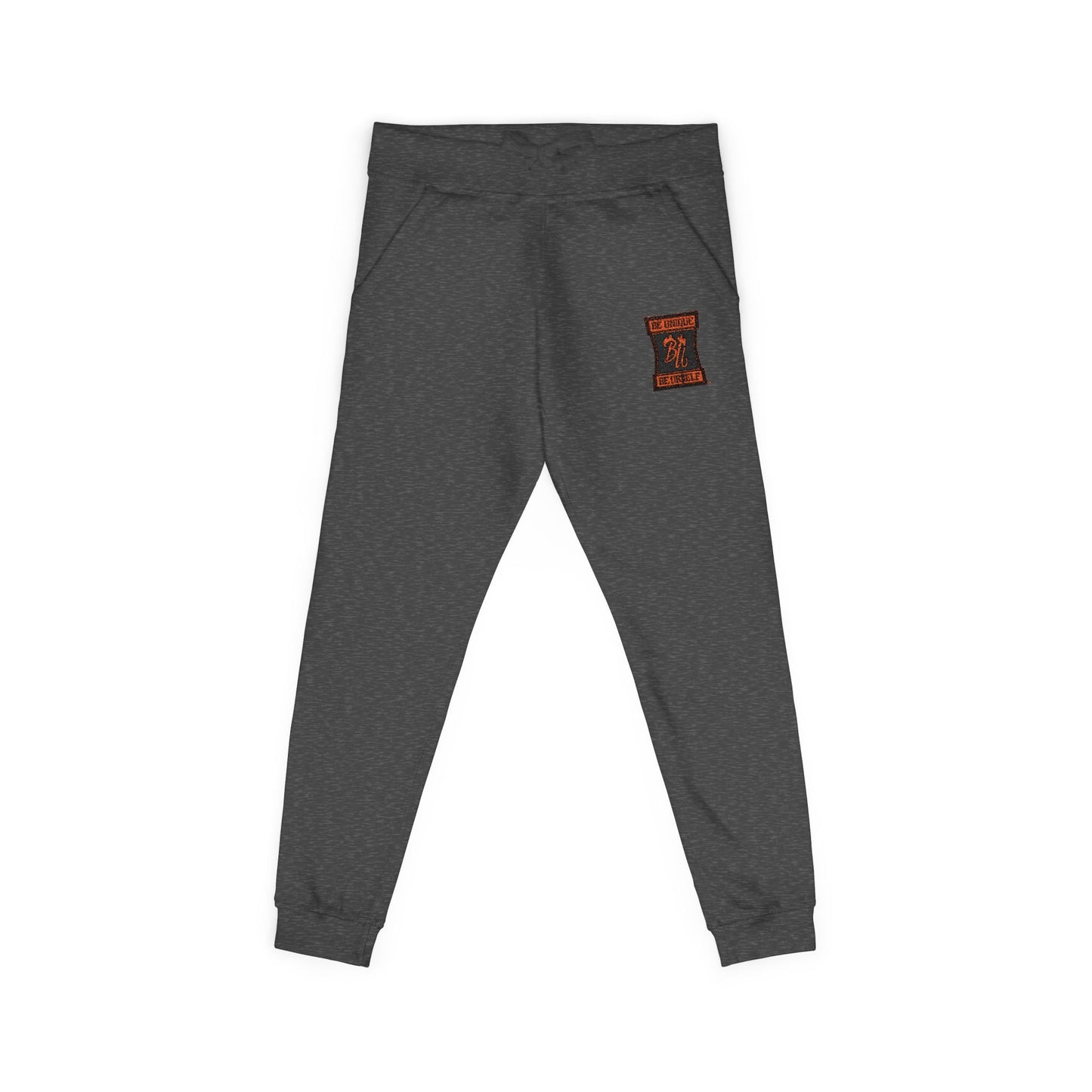 Embroidered Coral Joggers — Floral 'Love' Fleece Sweatpants