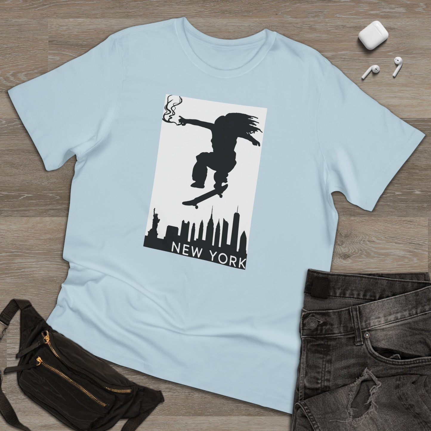 New York City Skater T-shirt, Urban Style Tee, Streetwear Shirt, Skateboarder Apparel, NYC Vibes Fashion