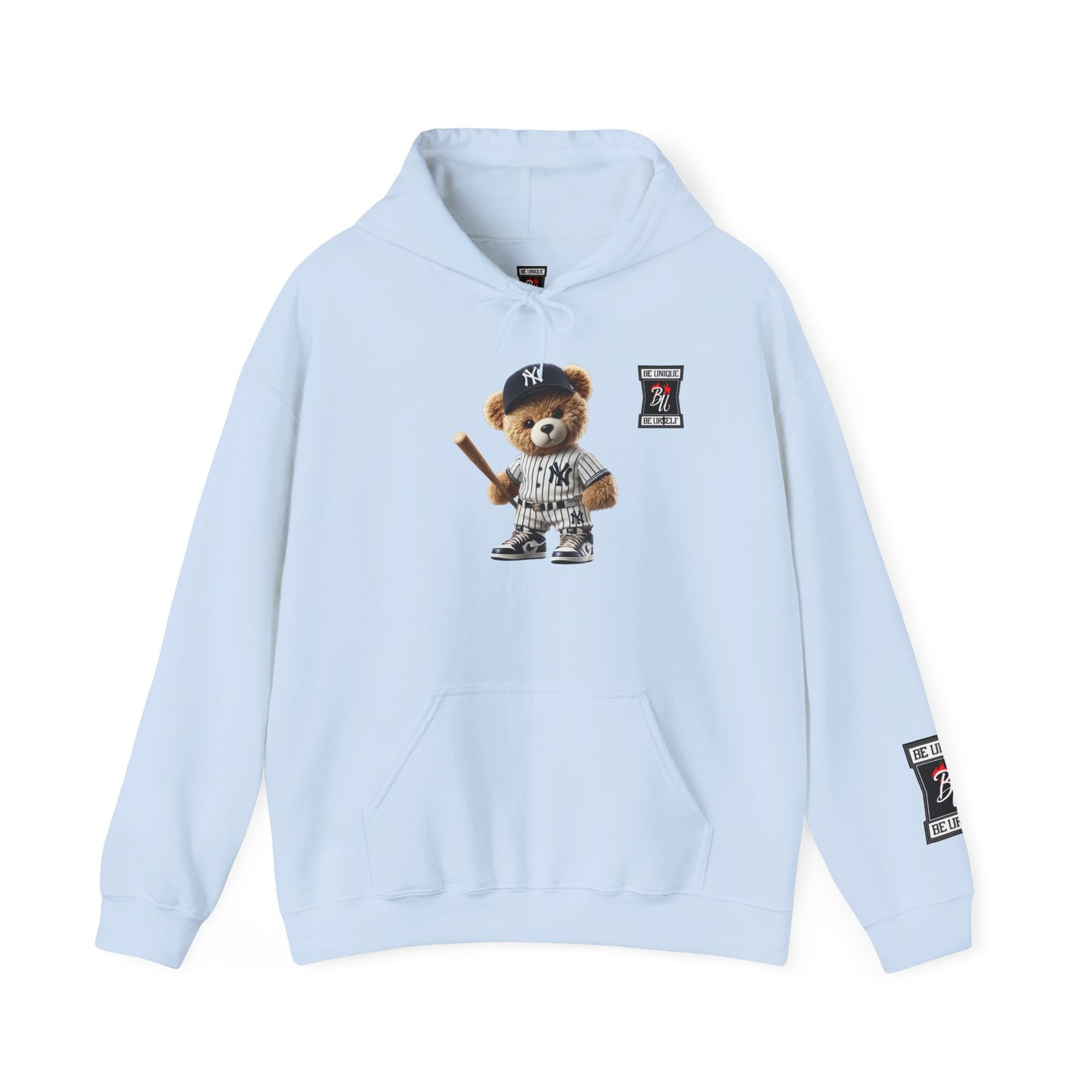 Baseball Teddy Hoodie — Cute Batting Bear Pullover for Fans