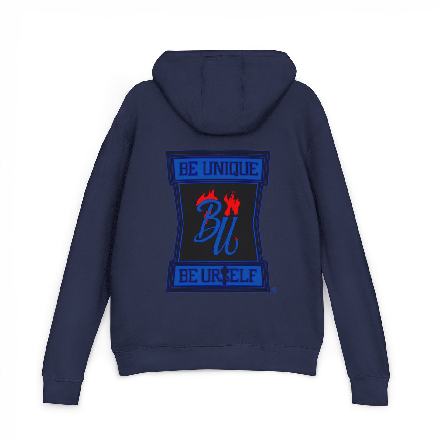Hoodie — Be Unique Be Urself Blue Flame Graphic Hooded Sweatshirt