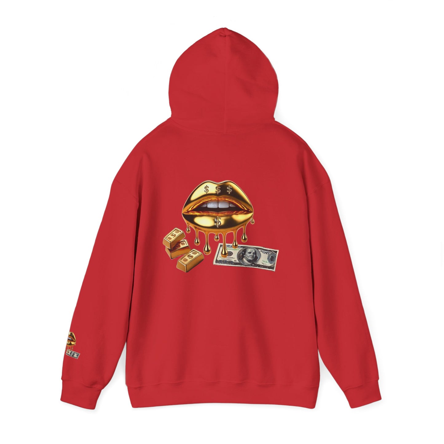 Hoodie — Golden Drip Lips & Money Graphic Pullover