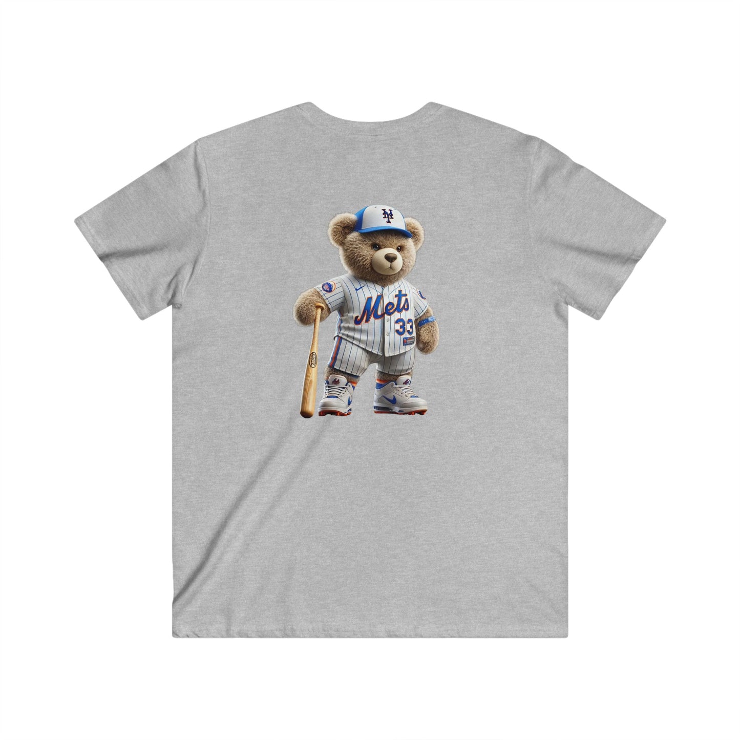 Men's V-Neck Short Sleeve Tee with Sports Bear Design, Casual Wear, Gift for Sports Fans, Summer Fashion, Birthday Gift, Sports Apparel