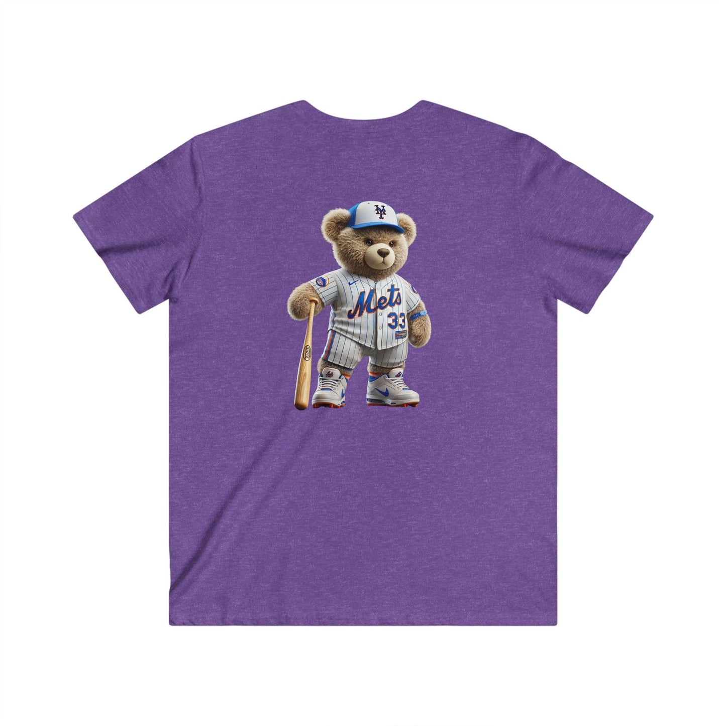 Men's V-Neck Short Sleeve Tee with Sports Bear Design, Casual Wear, Gift for Sports Fans, Summer Fashion, Birthday Gift, Sports Apparel